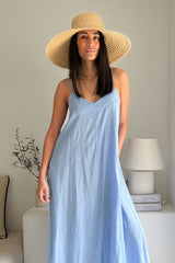 Sunny Escape linen dress, heavenly blue