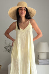 Sunny Escape linen dress, lemon