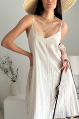 Sunny Escape linen dress, sand