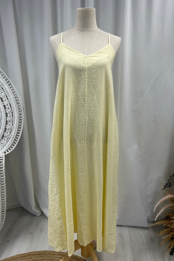 Sunny Escape linen dress, lemon