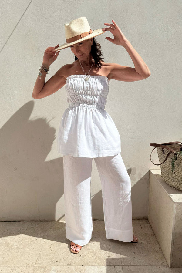 Sunshine linen top, white