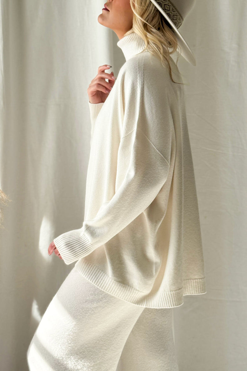 Sweet Touch polo neck jumper, chalk