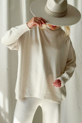 Sweet Touch polo neck jumper, chalk