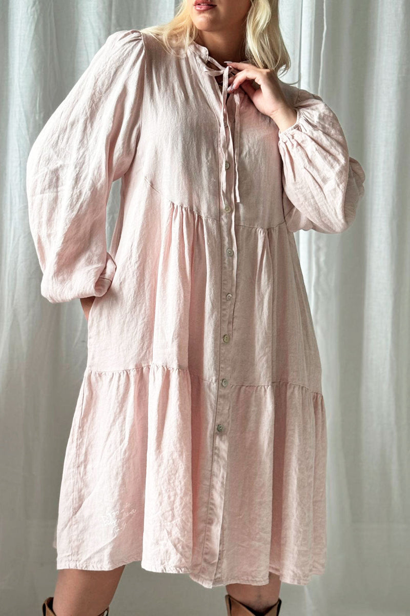 Thea linen dress, pink