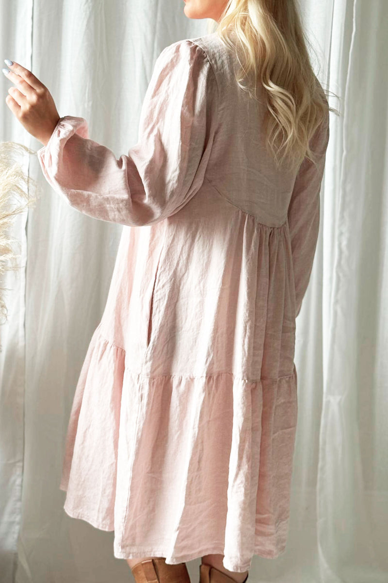 Thea linen dress, pink