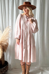 Thea linen dress, pink