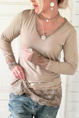 True romance lace blouse, nougat