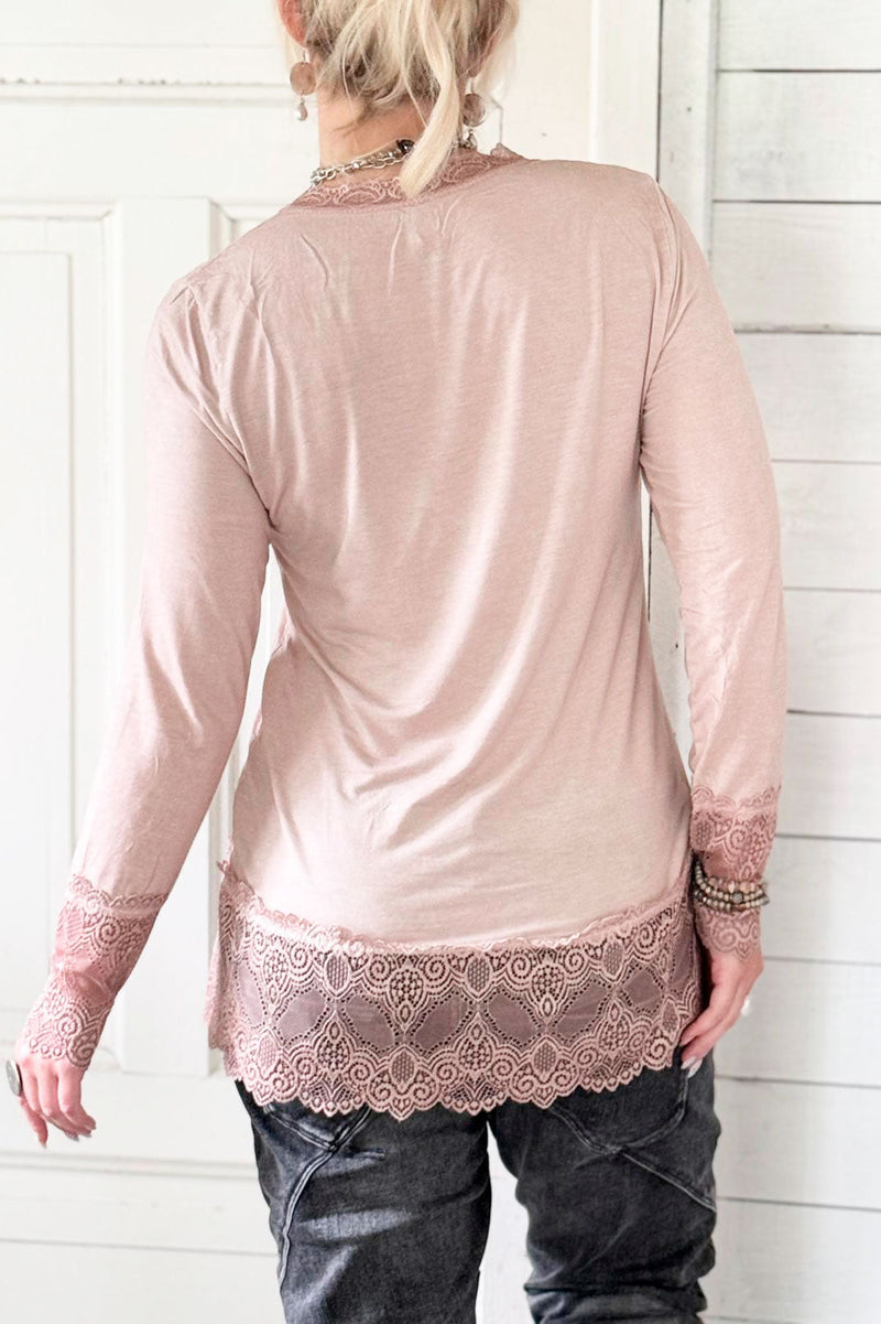 True romance lace blouse, pink