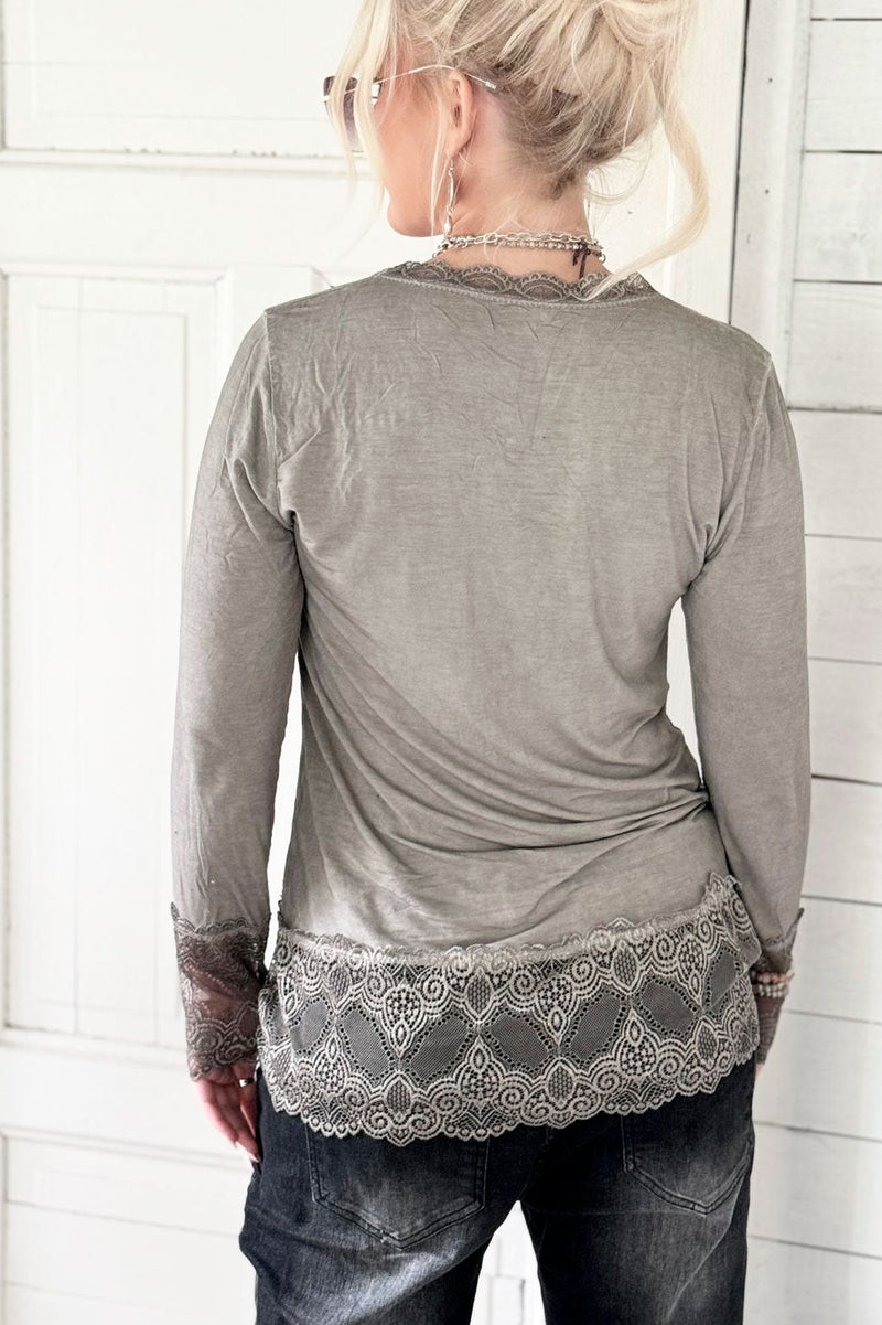 True romance lace blouse, Taupe