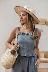 True fantasy linen top, smokey blue