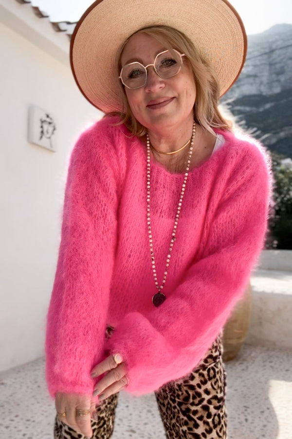 Dreamy mohair knit, hot pink