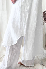 Vacation linen dress, white