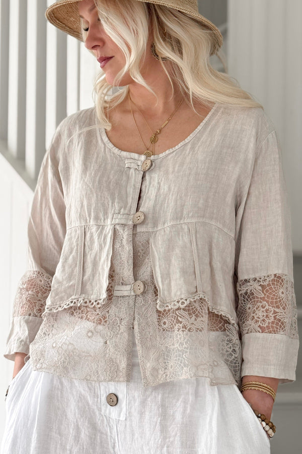 Venetia linen shirt, sand