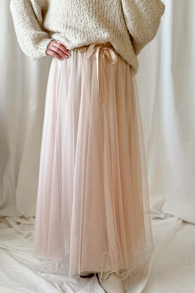 Vintage Daydream tulle skirt, light beige