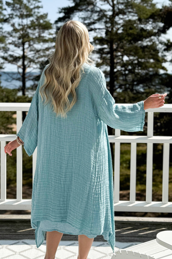 Vista linen kaftan, aqua