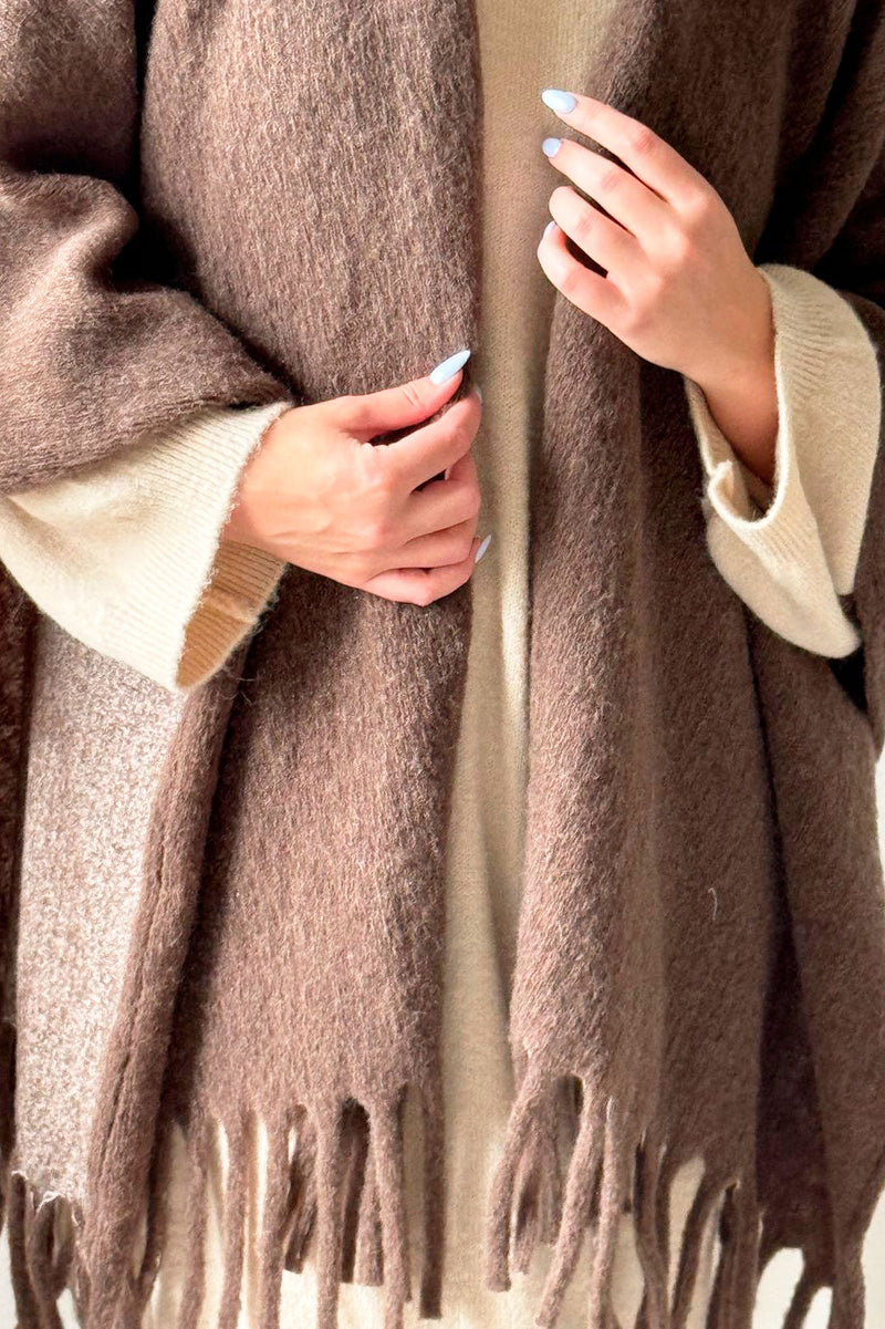 Warm Up poncho, Taupe