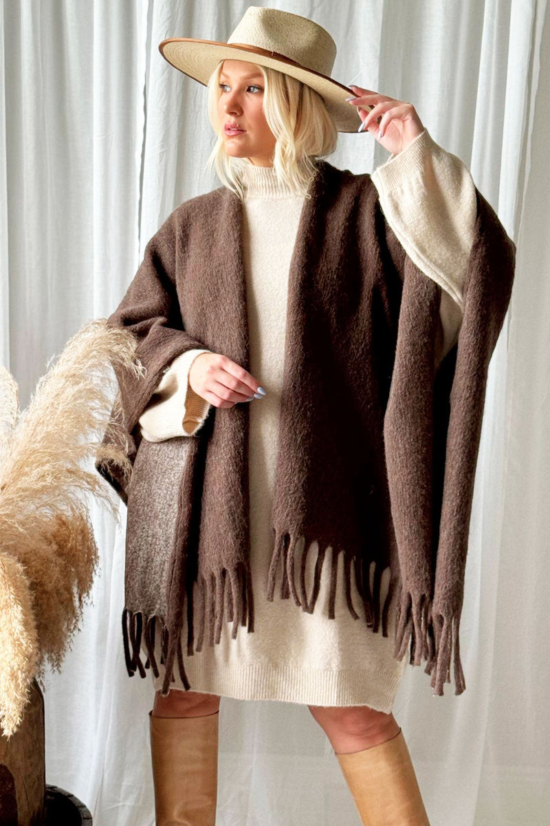 Warm Up poncho, Taupe