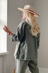 Weekend linen blazer, camo