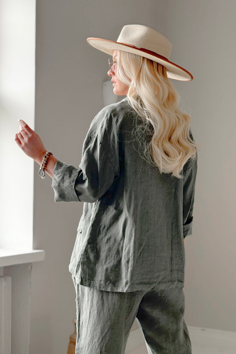 Weekend linen blazer, camo