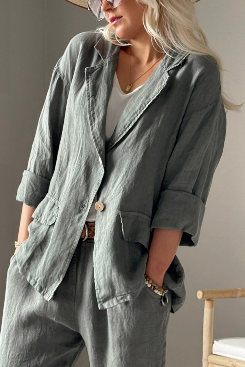 Weekend linen blazer, camo