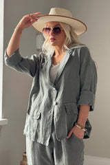 Weekend linen blazer, camo