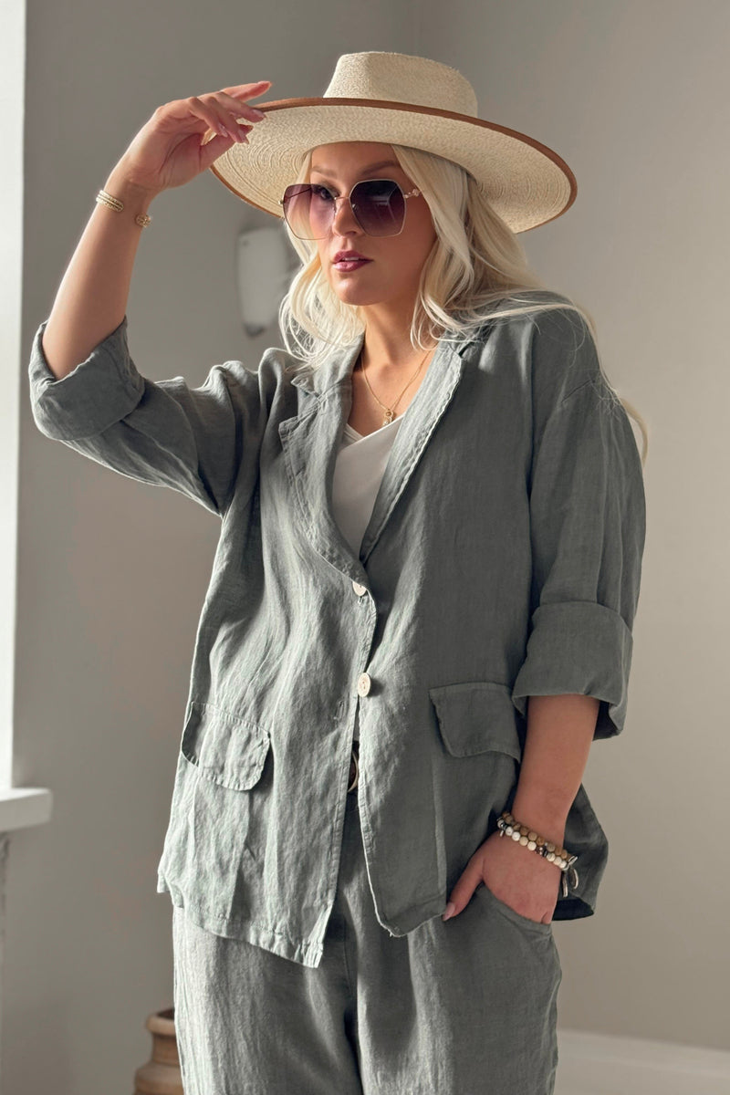 Weekend linen blazer, camo