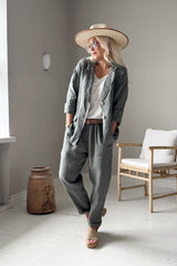 Weekend linen blazer, camo