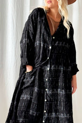 Wells linen dress, black print