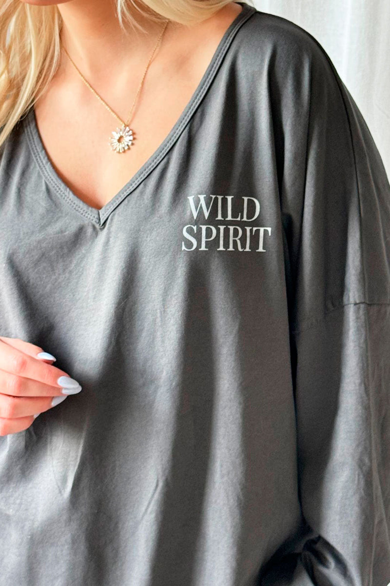 Wild Spirit cotton shirt, dark grey