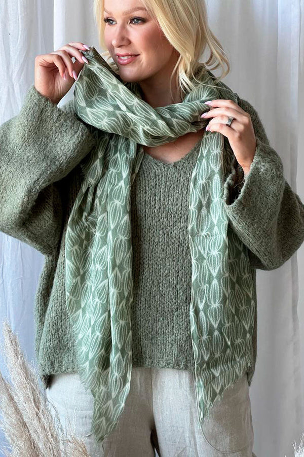 Willow wool scarf, green