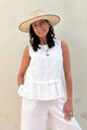Willow linen top, white