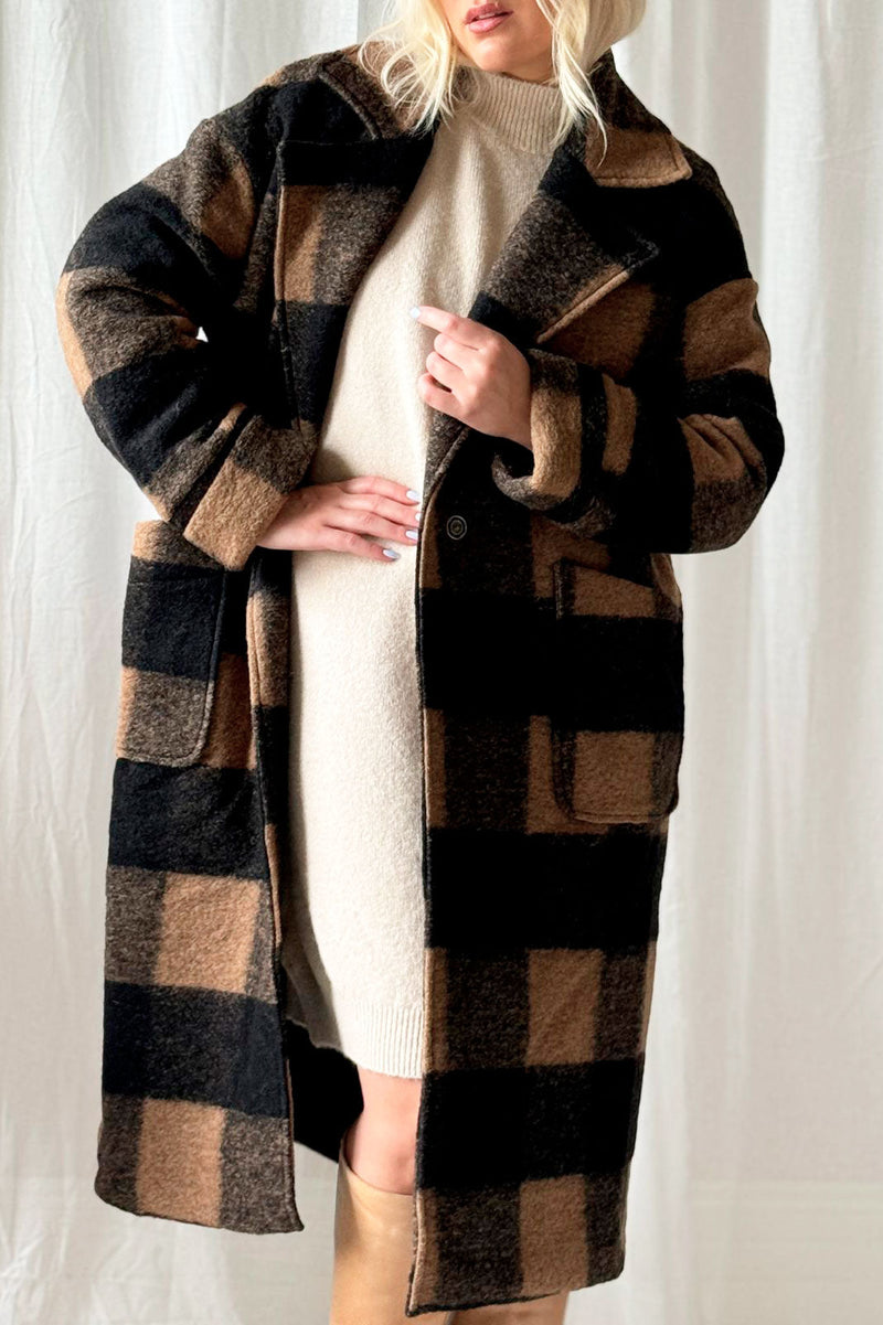 Winona wool coat, black/caramel