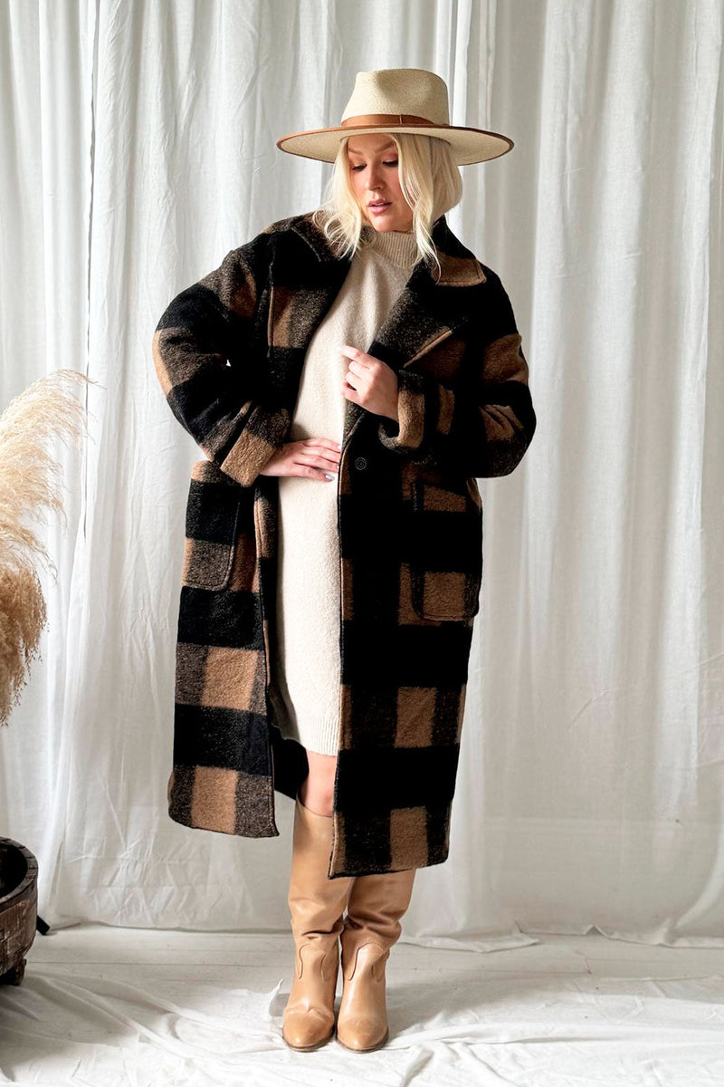 Winona wool coat, black/caramel