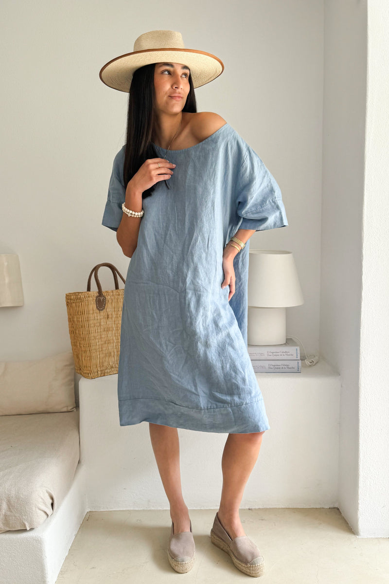 Wren linen dress, denim blue