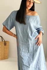 Wren linen dress, denim blue