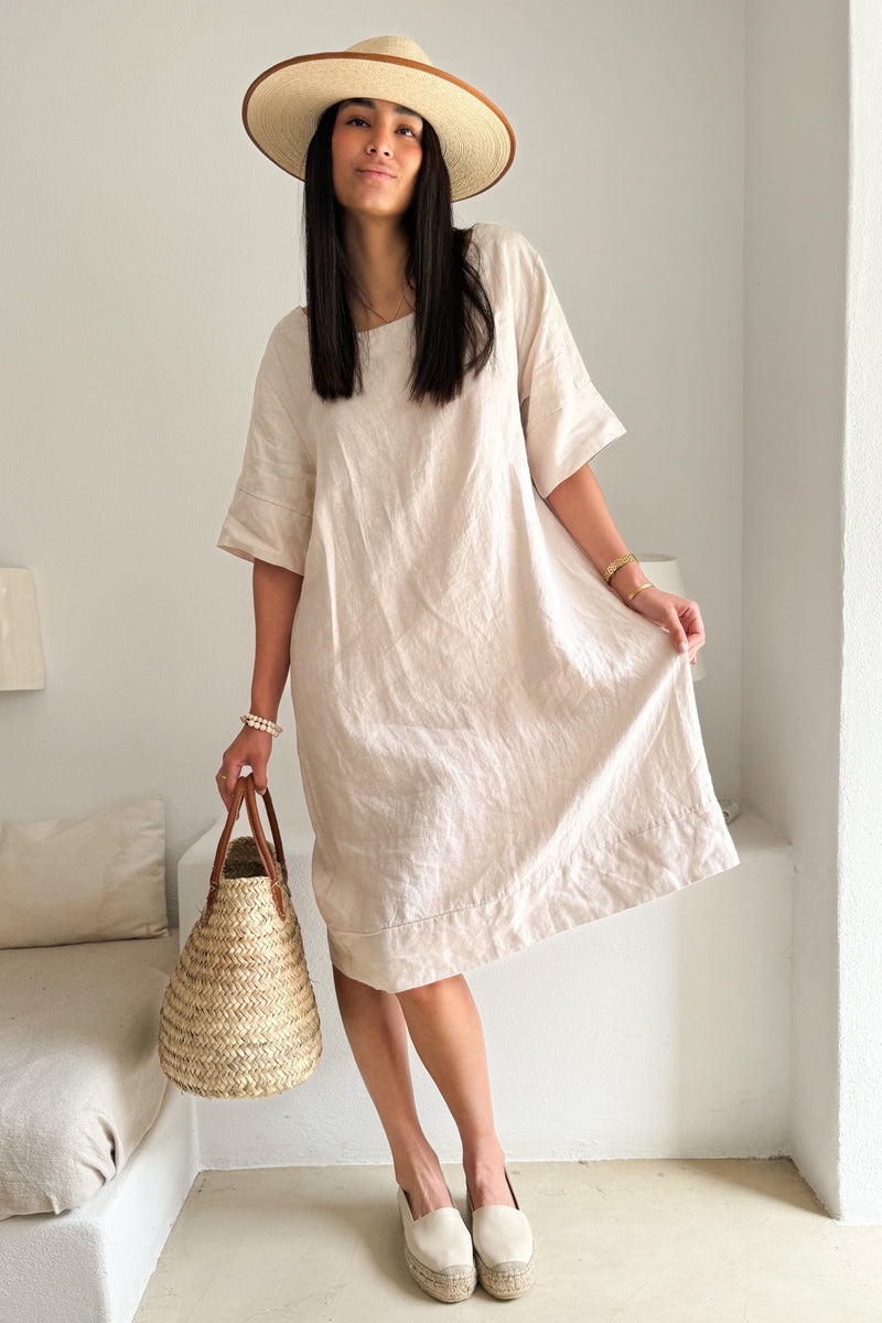 Wren linen dress, sand