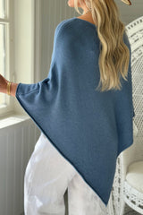 Zelie viscose poncho, denim blue