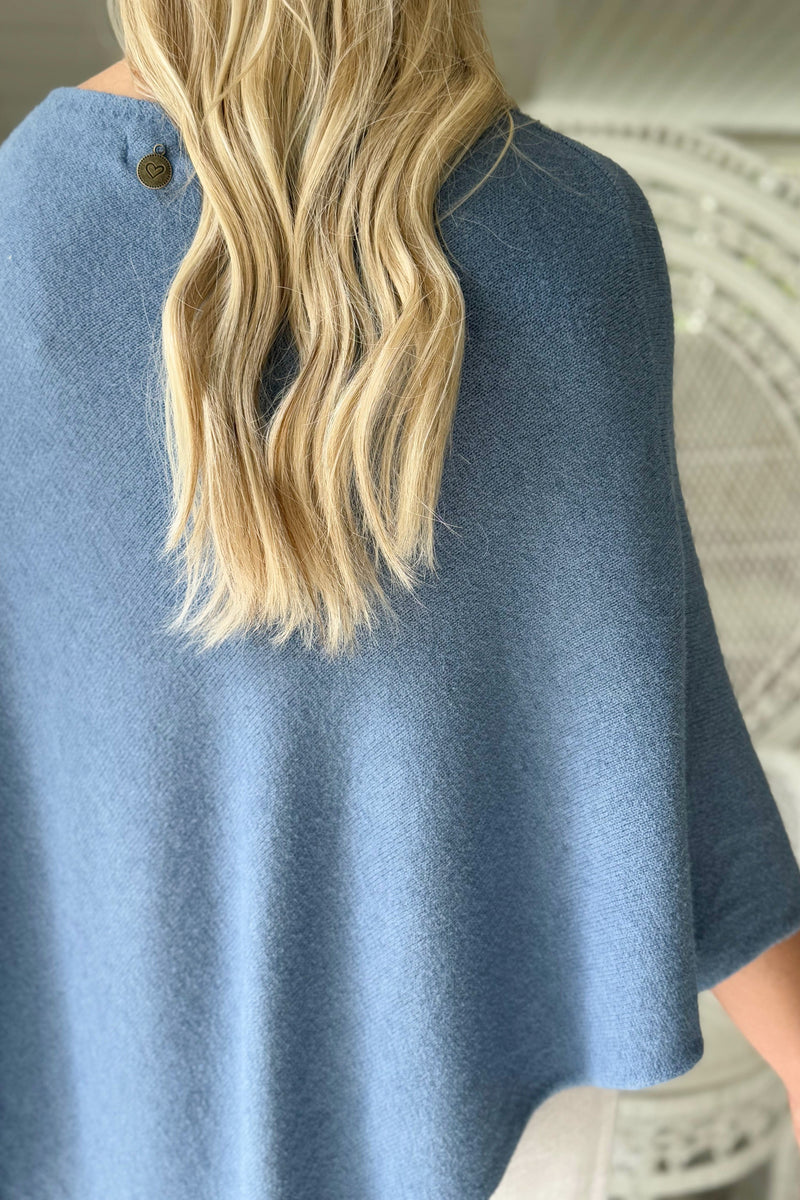 Zelie viscose poncho, denim blue