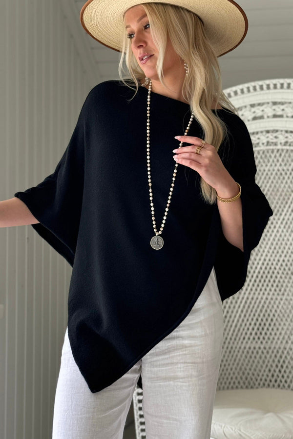 Zelie viskoosiponcho, musta