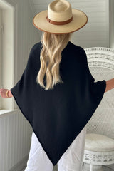 Zelie viscose poncho, black