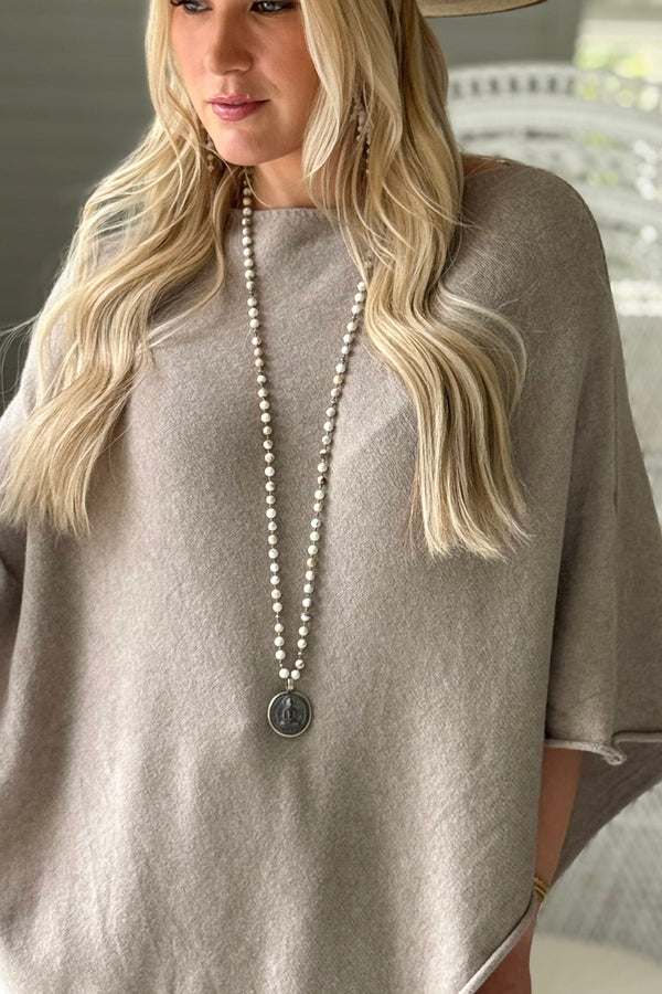 Zelie viskoosiponcho, taupe