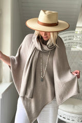 Zelie viskoosiponcho, taupe