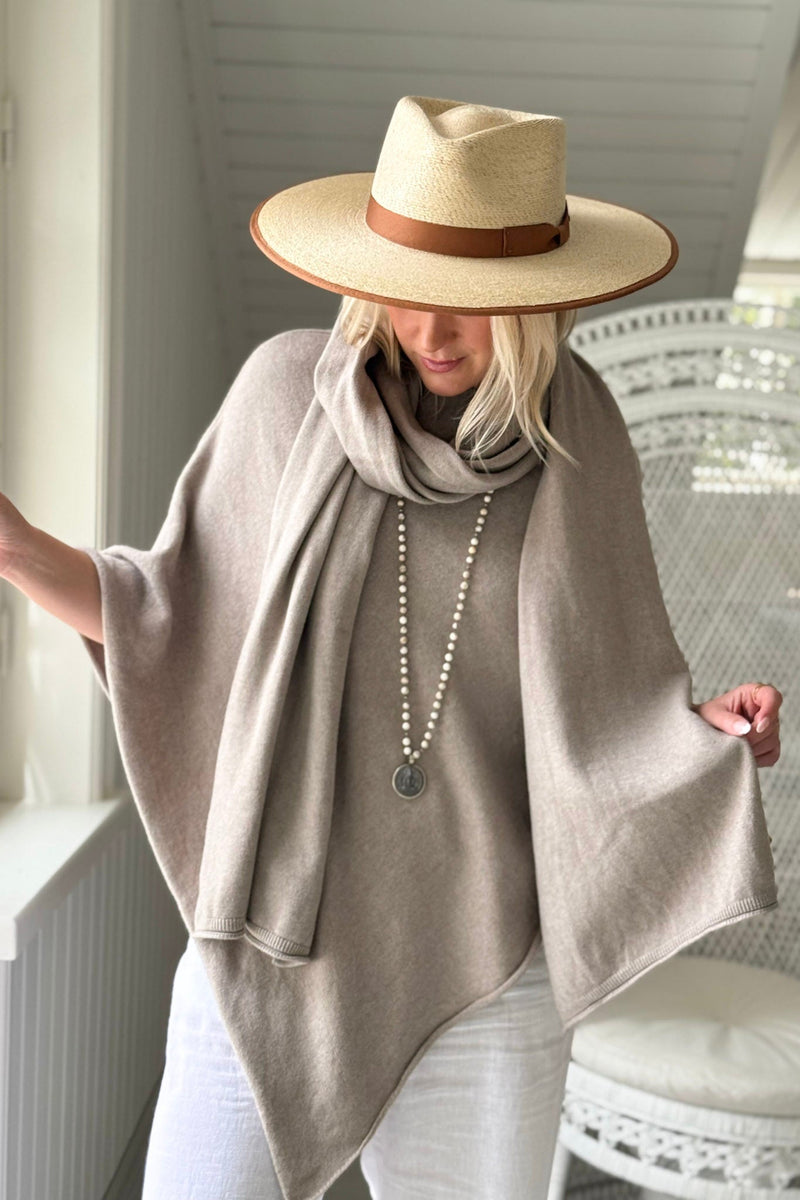 Zelie viskoosiponcho, taupe