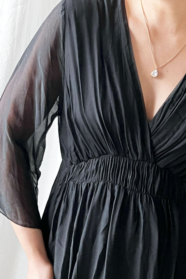 Zoey silk blend dress, black