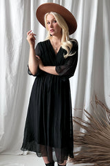 Zoey silk blend dress, black