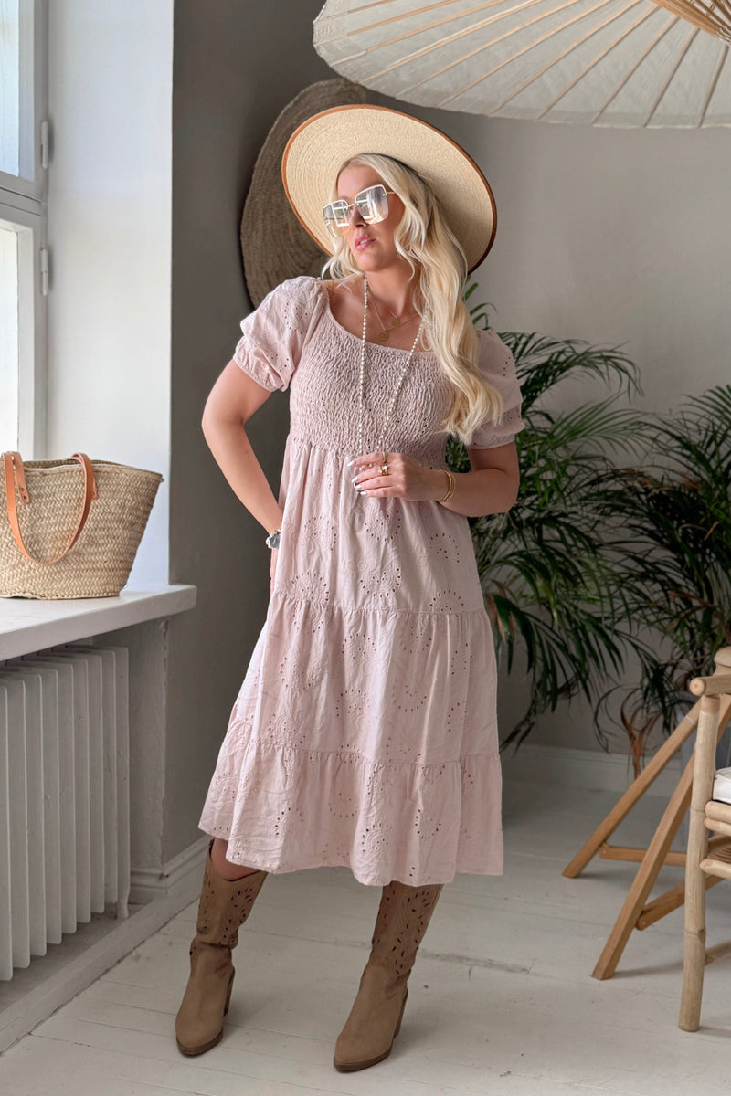 Aurelie puuvillamekko, vaaleanpunainen