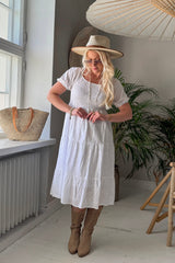Aurelie puuvillamekko, valkoinen
