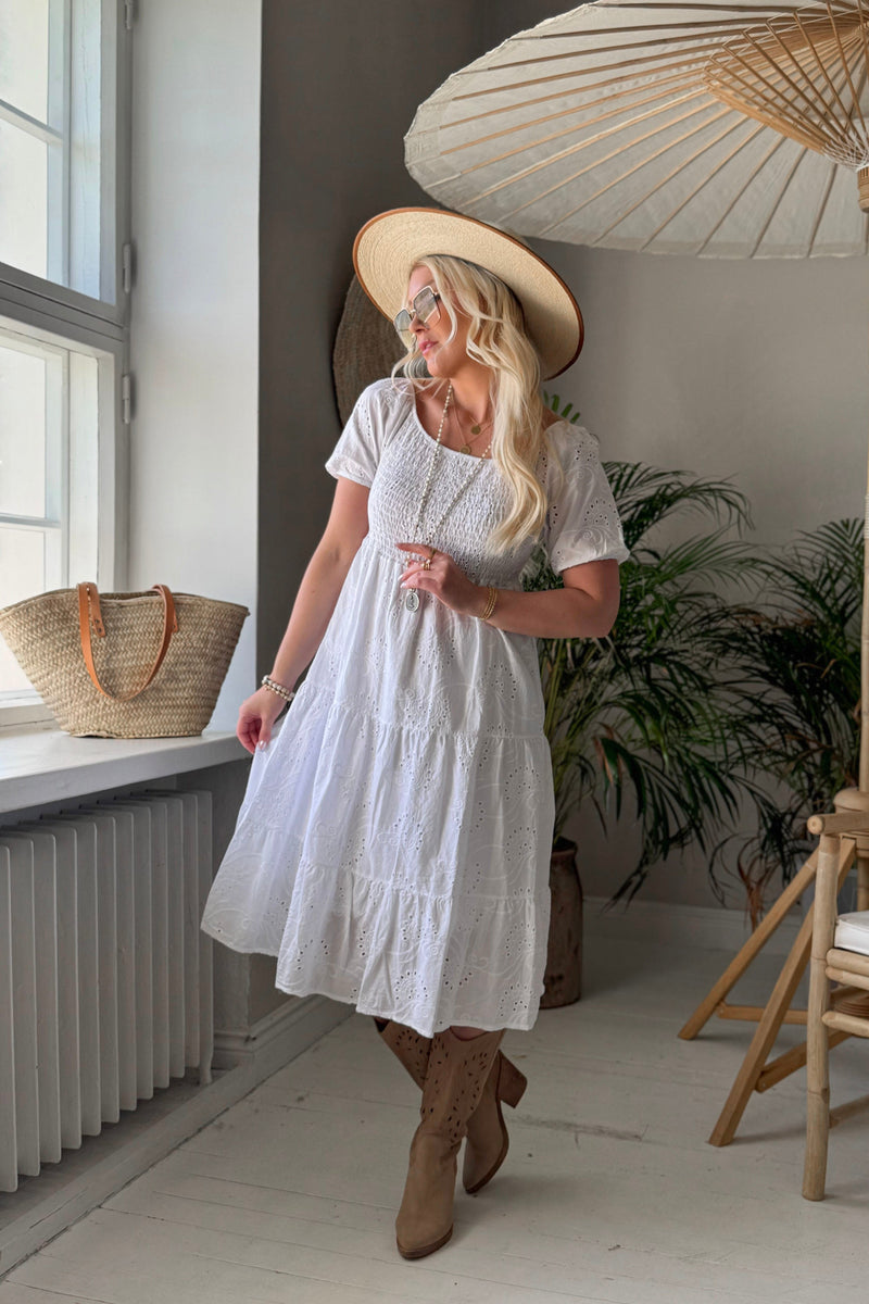 Aurelie puuvillamekko, valkoinen