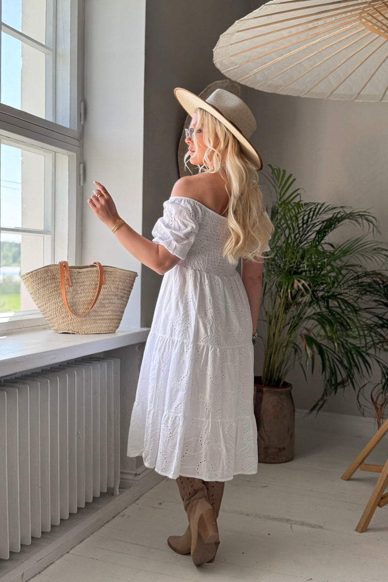 Aurelie puuvillamekko, valkoinen