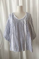 Corfu blouse, capri blue stripe